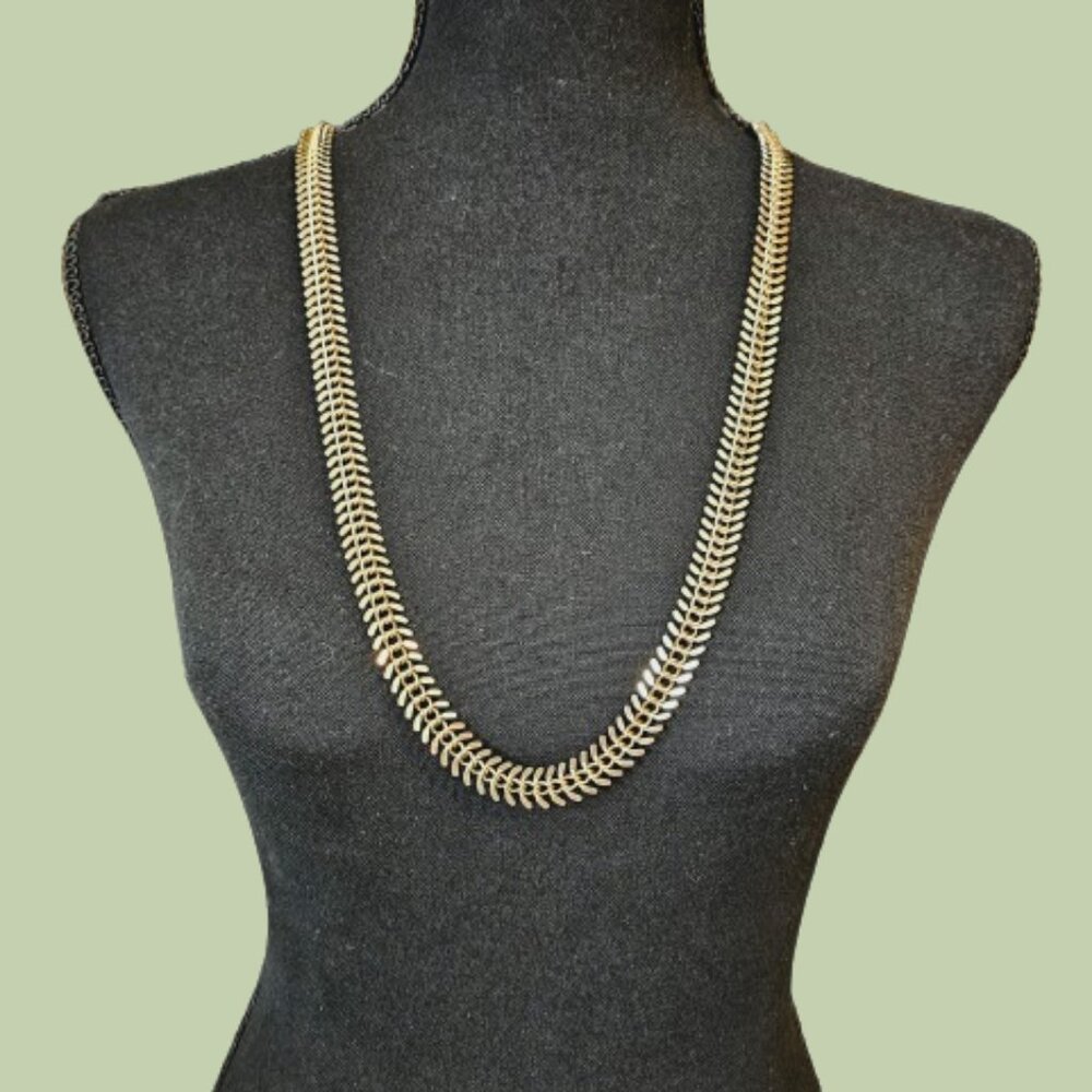 H&M Gold Tone Chain Fish Bone Necklace